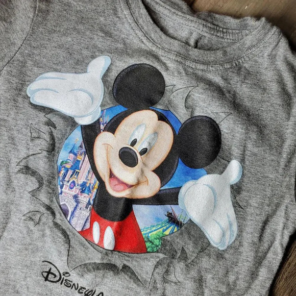 Disneyland Paris Gray Mickey Mouse Crewneck T-Shirt EUC Size 2 Toddler - Picture 6 of 10